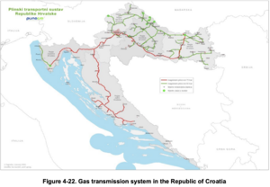 Map of Gas Infrastructure in Croatia