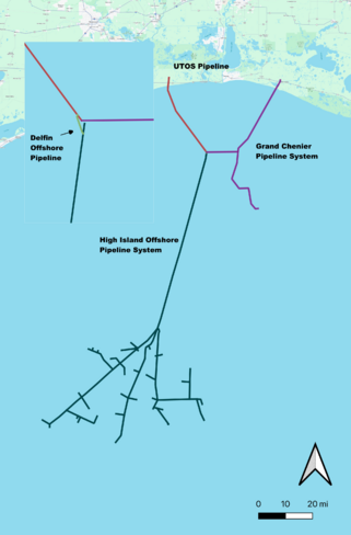 Image showing a network of pipelines in the Gulf of Mexico
